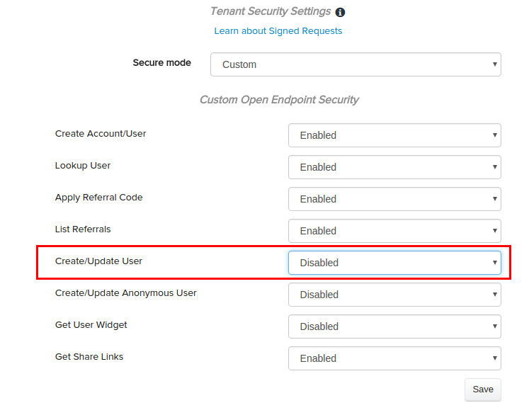 Highlighted Disable Upsert Method