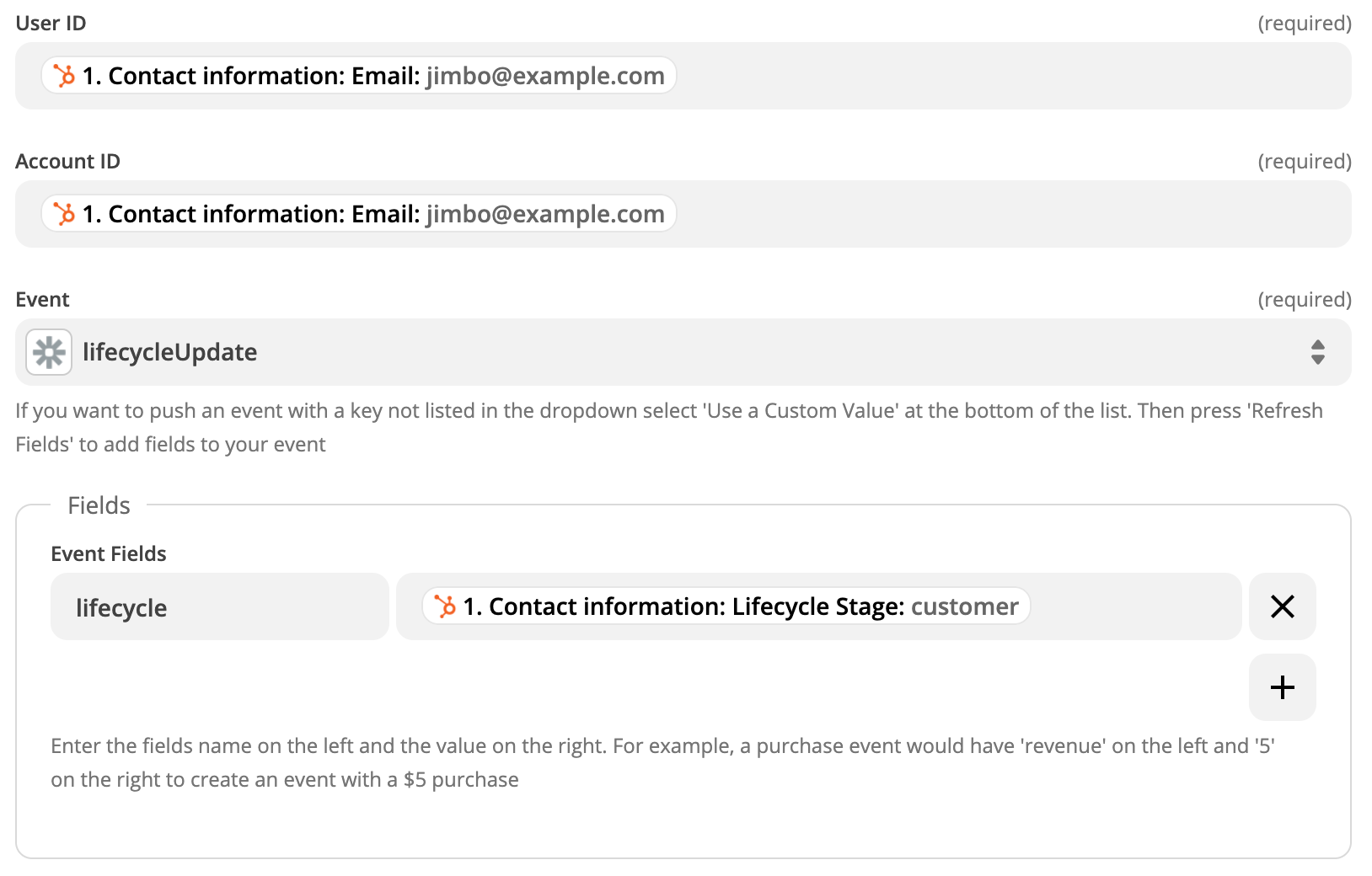 Zapier lifecycleUpdate Event