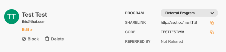 Obtain Referral Code
