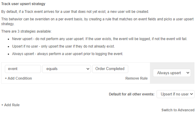 User Upsert Strategy