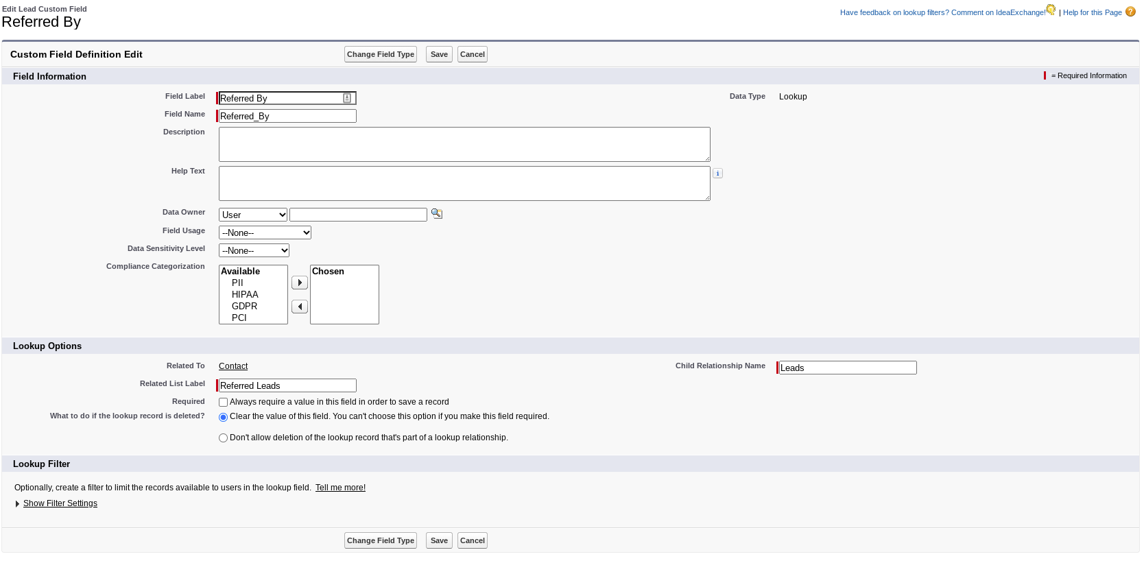SFDC Contact Lookup Field